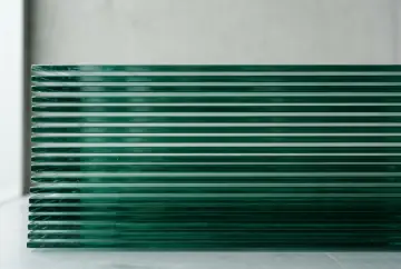 Stacked sheets of float glass seen edge-on