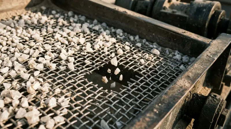 Crushed quartz on a wire mesh screen